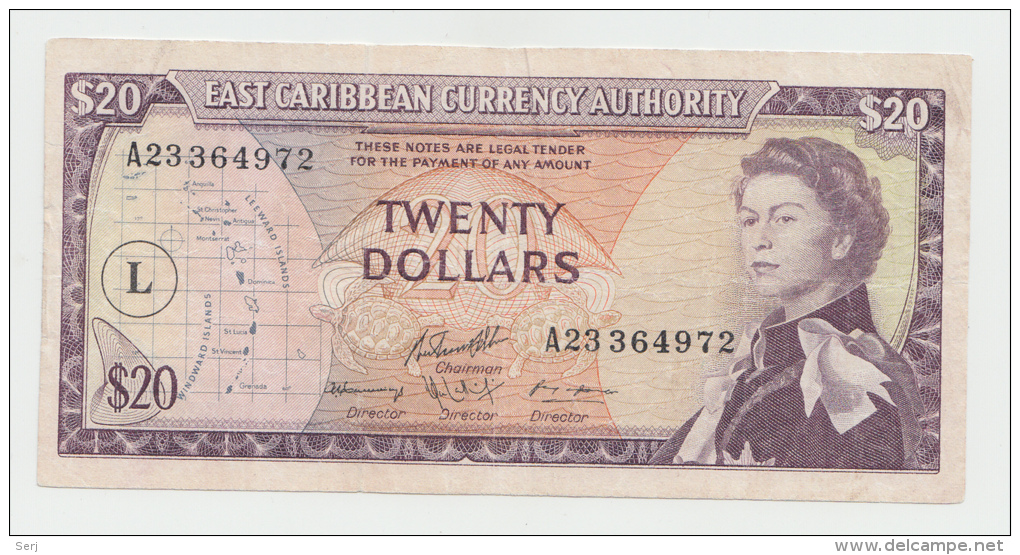 East Caribbean States 20 Dollars 1965 VF Pick 15h 15 H - Caribes Orientales