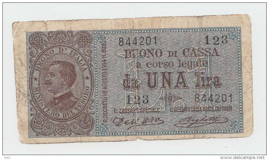 Italy 1 Lira 1914 "F" Banknote Pick 36a 36 A - Regno D'Italia – 1 Lire