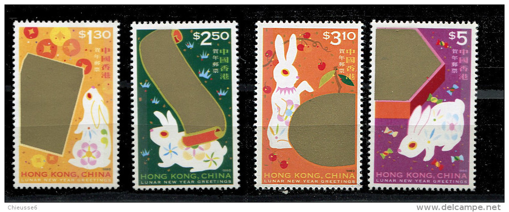 (cl 20 - P31) Hong Kong ** (ref. Michel Au Dos) N° 878 à 881 - Année Lunaire Chinoise Du Lièvre - - Unused Stamps