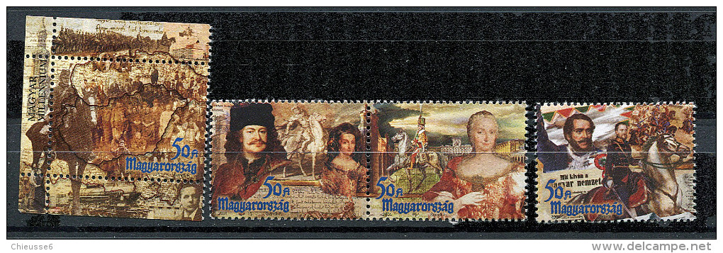 (cl 20 - P34) Hongrie ** (ref. Michel Au Dos) N°3805 - 3810 - 3811 - 3813 - Millénaire. Personnages  (chevaux) - - Unused Stamps