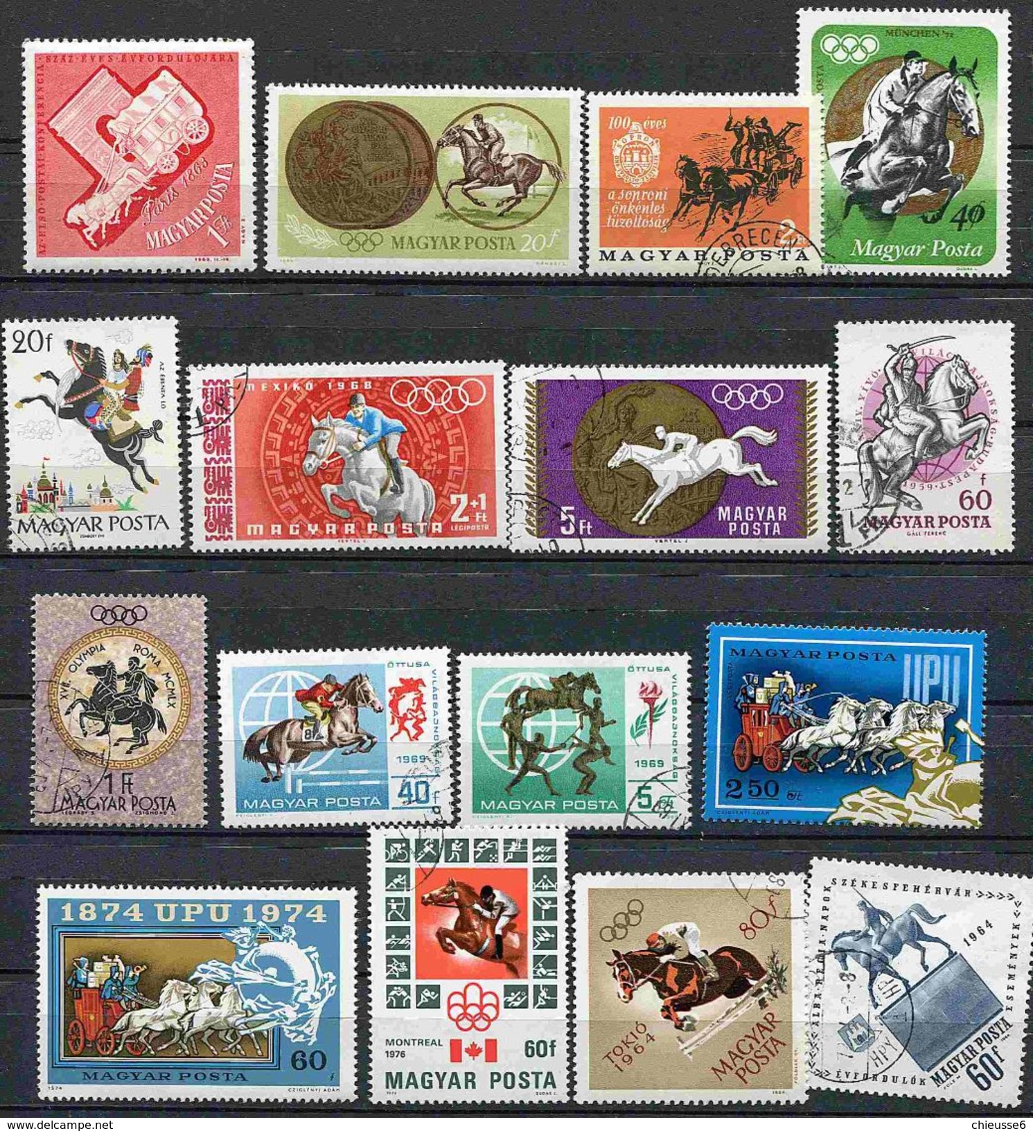 (cl 20 - P38) (lot 3)  Hongrie **,, Ob. (ref. Michel Au Dos) - Lot De 16 Tbres (équitation, Chevaux) - Nuevos