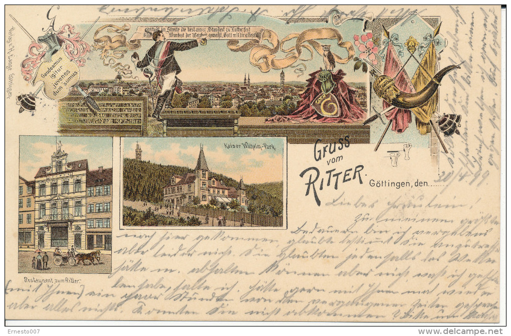 Postkarte CP Deutschland Göttingen, Gruss Vom Ritter, 1899, Gebraucht - Siehe Scan - *) - Goettingen