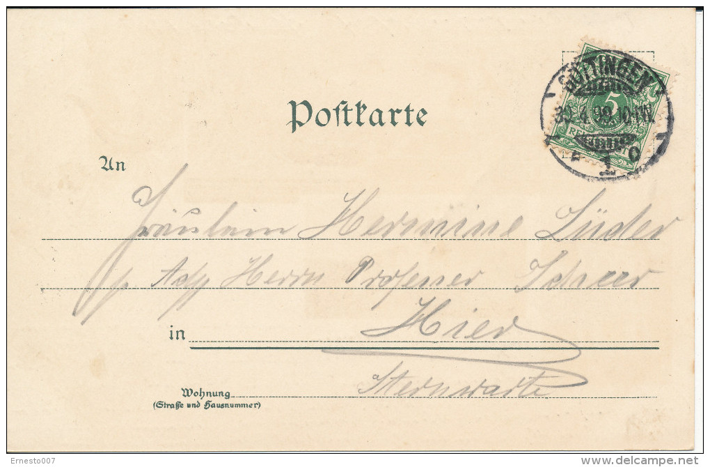 Postkarte CP Deutschland Göttingen, Gruss Vom Ritter, 1899, Gebraucht - Siehe Scan - *) - Goettingen