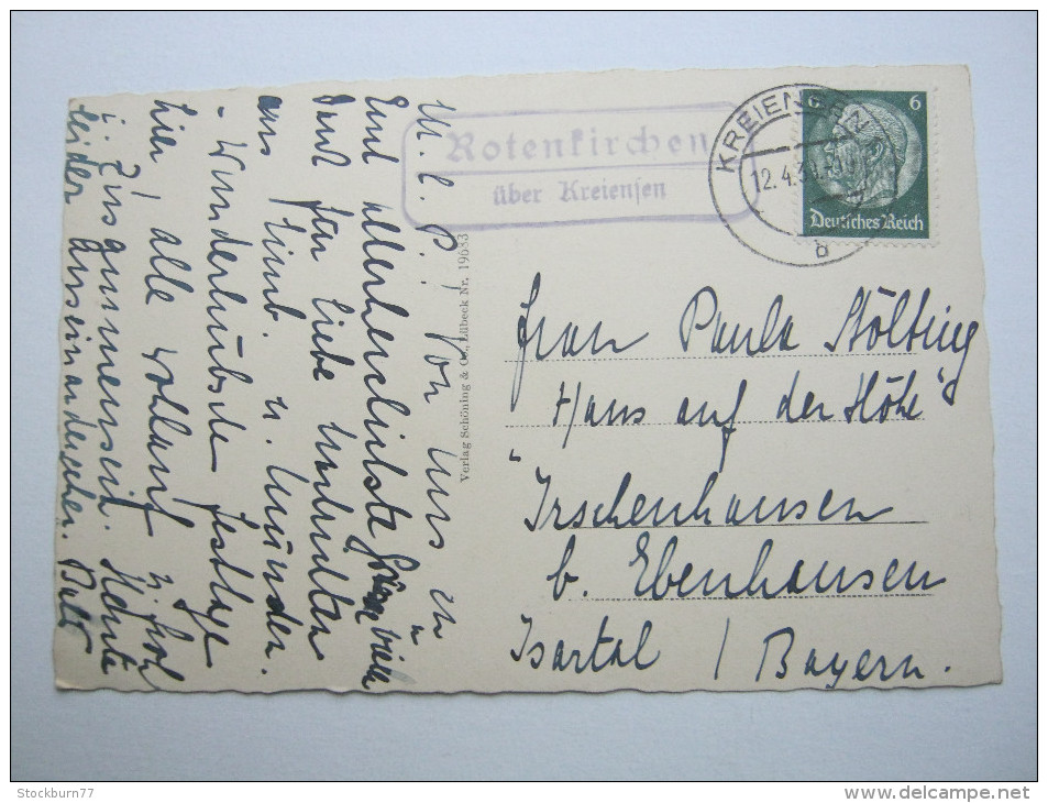 1939 , ROTENKIRCHEN über Kreiensen  ,klarer  Landpoststempel Auf Karte - Briefe U. Dokumente