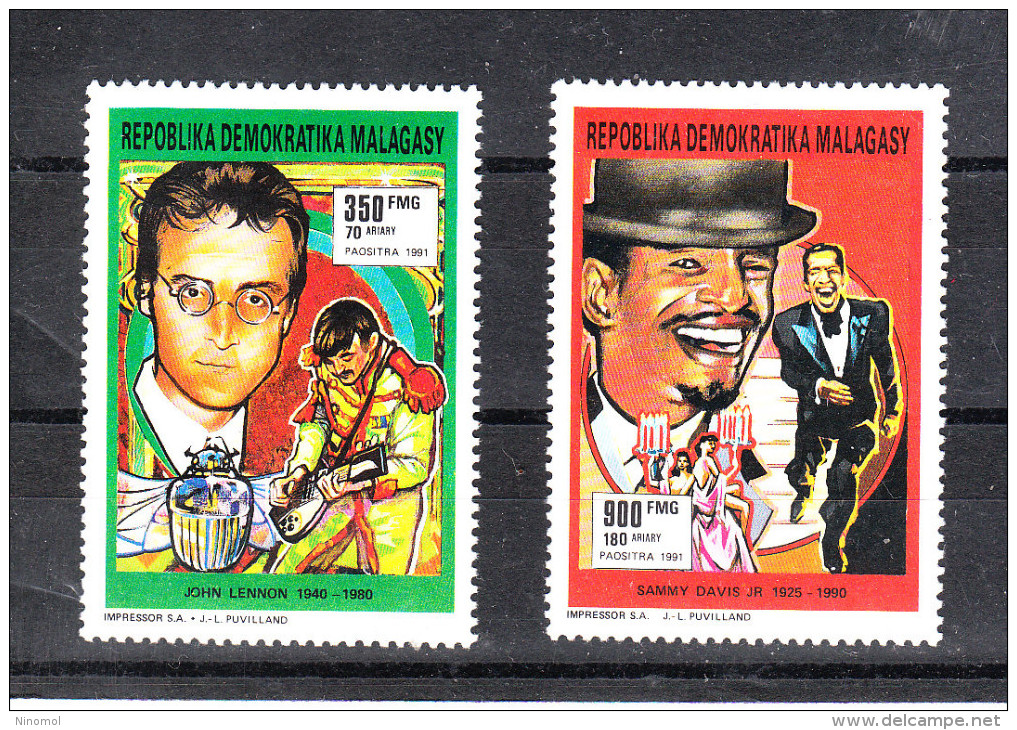 Madagascar   -   1991.  John Lennon  E  Sammy Davis Junior.  Complete MNH Series - Chanteurs