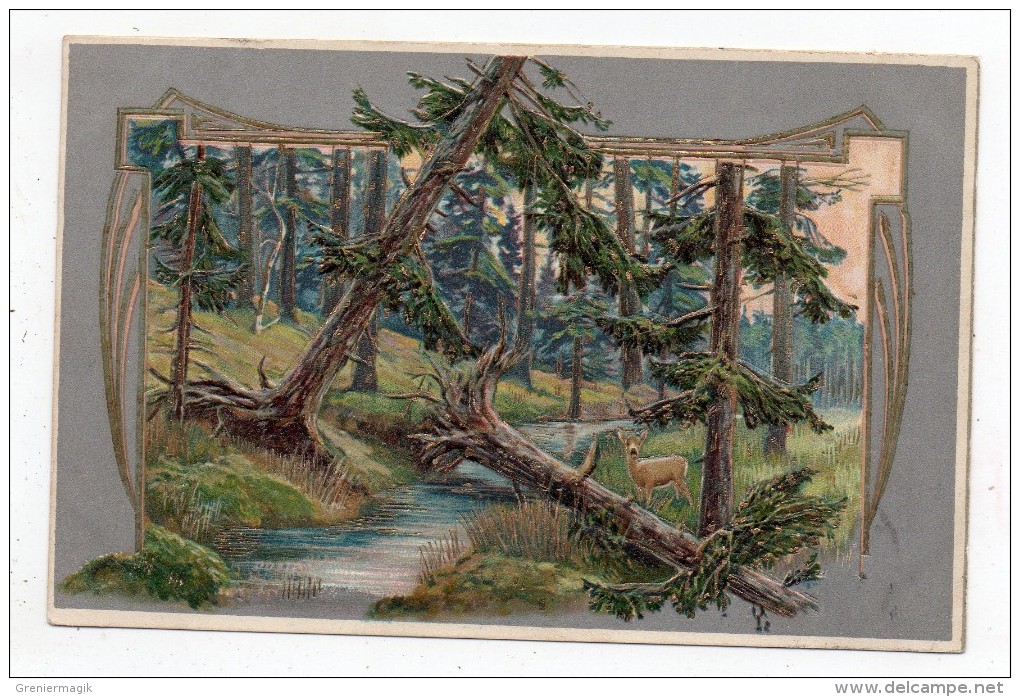 Geprägtem Postkarte 1908 - (Unterholz - Fichte) - Cpa Pionnière Gaufrée (sous Bois Dans Les Sapins) - Non Classés