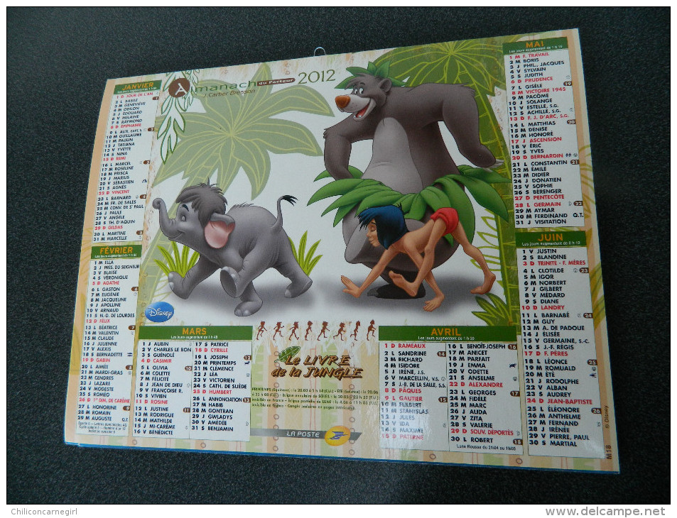 Calendrier 2012 - DISNEY - Le Livre De La Jungle - Le Roi Lion - J. CARTIER BRESSON - M18 - Grand Format : 2001-...