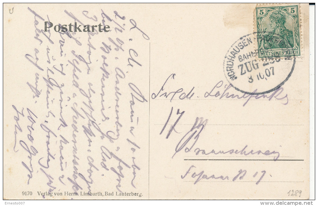 Postkarte CP DEUTSCHLAND BAD LAUTERBERG, 1907, Gebraucht - Siehe Scan - *) - Bad Lauterberg