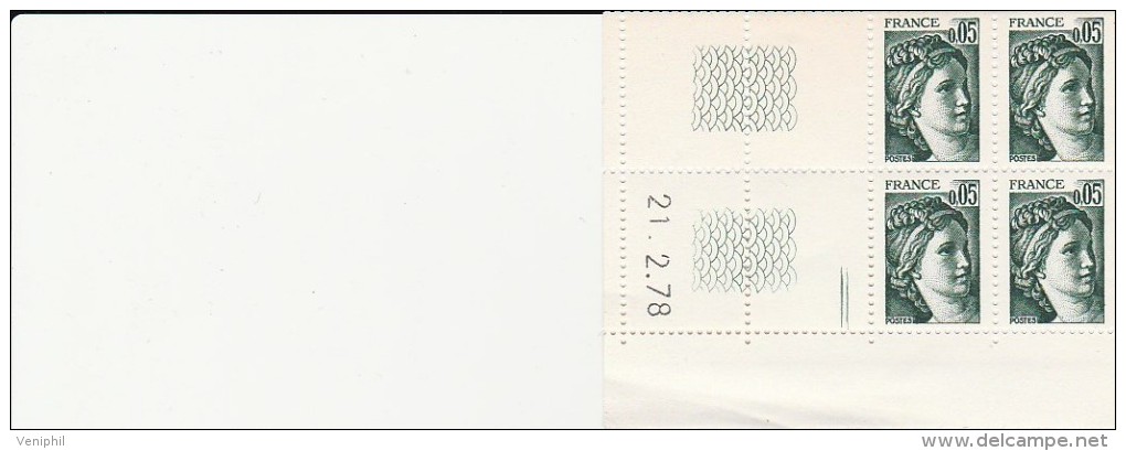 COIN DATE -TIMBRE N° 1964 -TYPE SABINE  -21-2-78 - 1970-1979