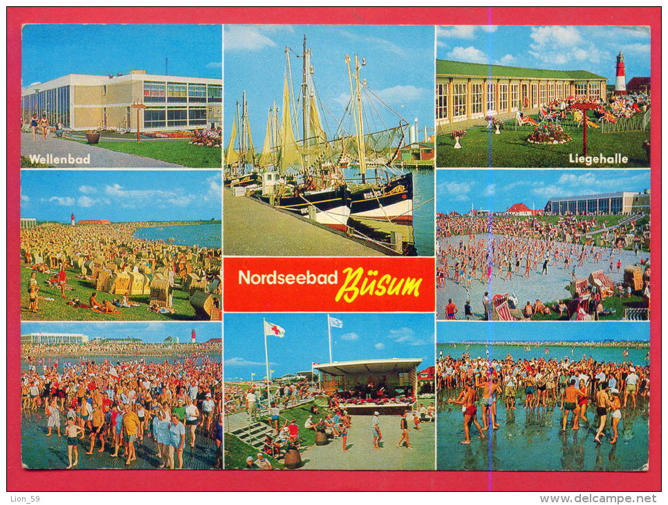 161370 / Büsum , Nordseebad - WELLENBAD , LIEGEHALLE , DANCE MUSIC , SHIP , Swimming - Germany Deutschland - Buesum