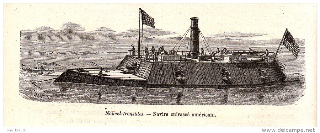 1884 - Gravure Sur Bois - Le Nouvel-Ironsides - Navire Cuirassé Américain - FRANCO DE PORT - Schiffe