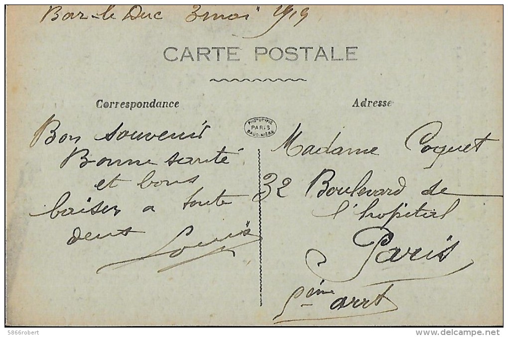 CARTE POSTALE ORIGINALE ANCIENNE DE 1919 : BAR LE DUC ; ENFANTS DE LA MEUSE ; ANIMEE ; MEUSE (55) - Kriegerdenkmal