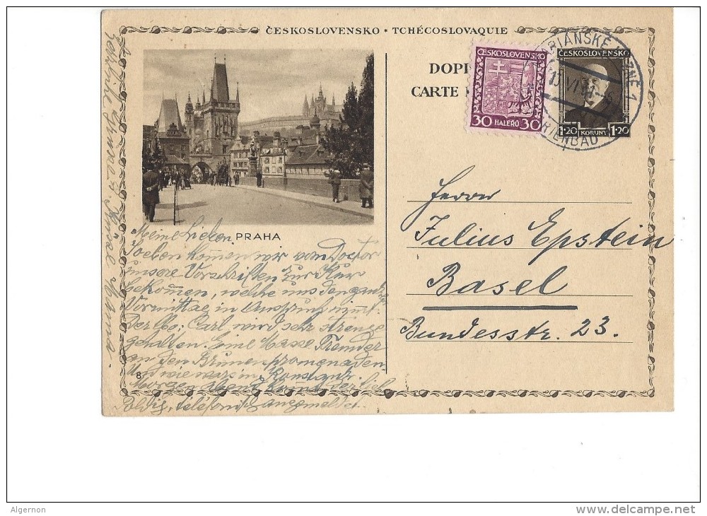 11493 - Carte Praha De Marienbad Pour Basel 13.06.1931 - Cartoline Postali