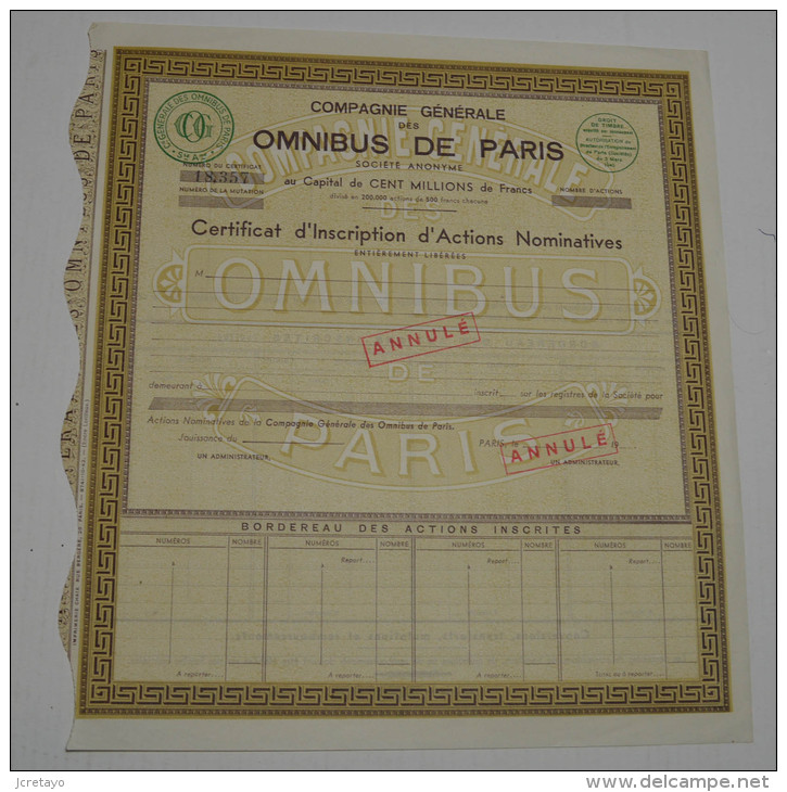 Cie Des Omnibus De Paris - Automobile