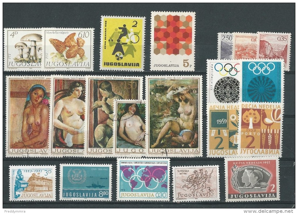 Yougoslavie: 1 Lot De 21 Timbres **/ Oblit - Collections, Lots & Séries