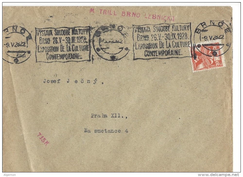 11503 - Lettre Brno 09.05.1928 Cachet Mécanique Exposition De La Culture Contemporaine - Lettres & Documents