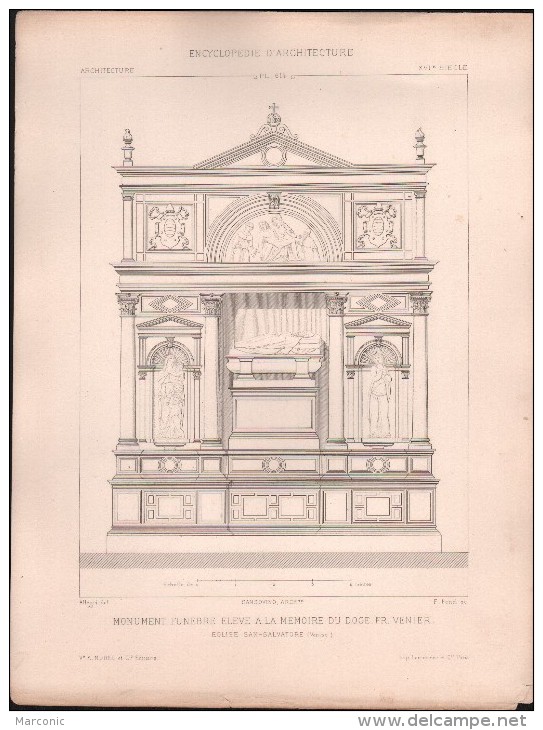 PLAN - MONUMENT FUNEBRE Du DOGE FR.VENIER, VENISE - Encyclopédie Architecture, Archi. SANSOVINO - Architecture