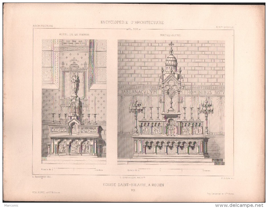 PLAN - EGLISE SAINT HILAIRE à ROUEN - Encyclopédie Architecture, Archi. SAUVAGEOT - Architectuur