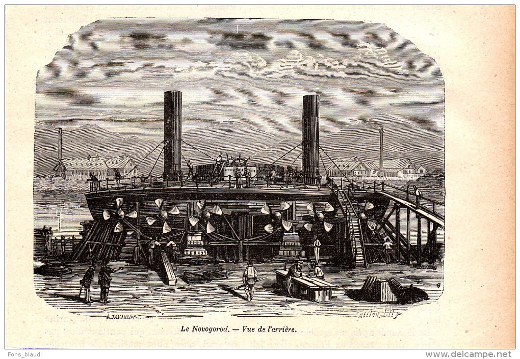 1884 - Gravure Sur Bois - Le Novogorod - Vue De L'arrière - FRANCO DE PORT - Bateaux