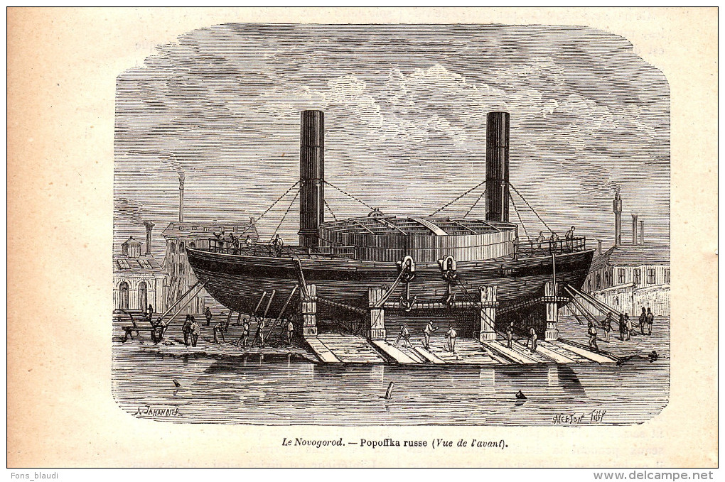 1884 - Gravure Sur Bois - Le Novogorod - Popoffka Russe - FRANCO DE PORT - Schiffe