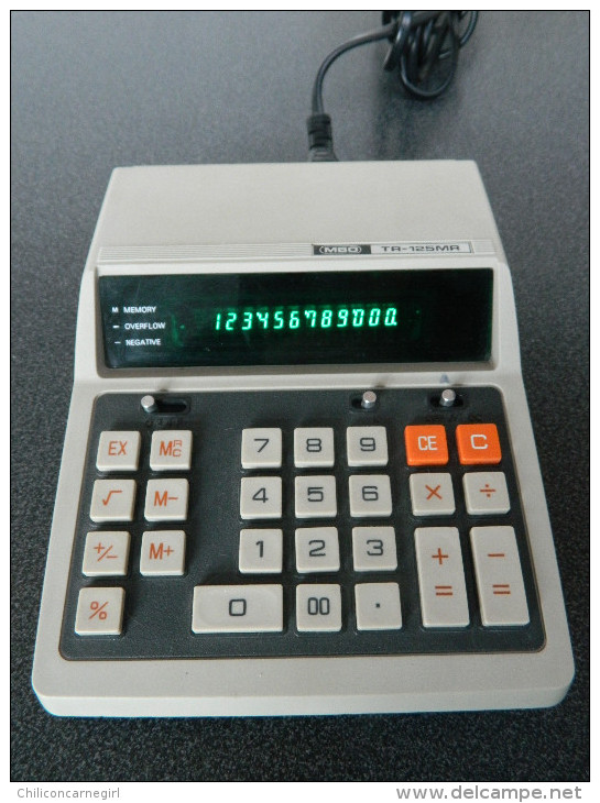 Ancienne Calculatrice - MBO - TR - 125 MR - % - Memory - Overflow - Négative - Pile Ou Secteur - Très Belle - A Voir - Autres & Non Classés