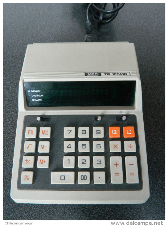 Ancienne Calculatrice - MBO - TR - 125 MR - % - Memory - Overflow - Négative - Pile Ou Secteur - Très Belle - A Voir - Autres & Non Classés