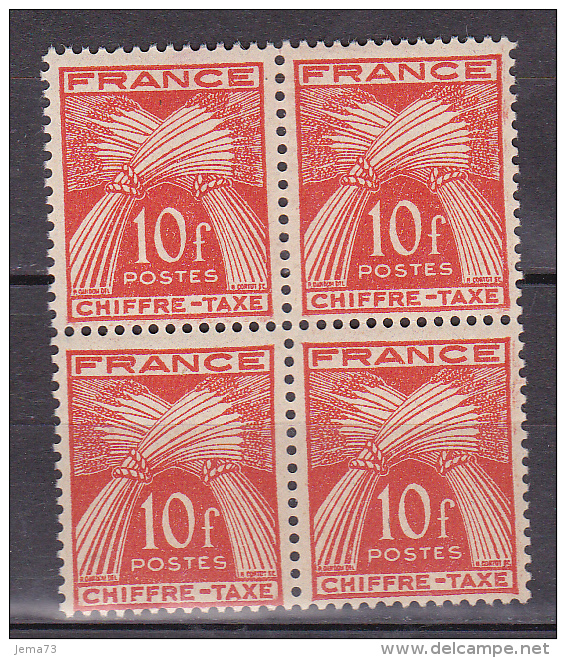 N° 86 Taxes: Type Gerbe Légende République Francaise Timbre Taxe Bloc De 4 Timbres Neuf - 1960-.... Neufs