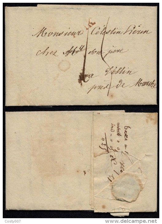 Belgium 1828 Postal History Rare Stampless Cover + Content Luik Liege Tellin DB.248 - Other & Unclassified