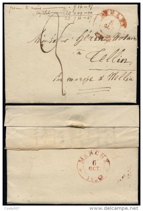 Belgium 1835 Postal History Rare Stampless Cover + Content Dinant Tellin DB.250 - Autres & Non Classés
