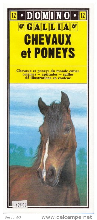 GUIDE DOMINO GALLIA N°12 EN COULEUR EN FORME DE CARTE ROUTIERE 24 PLANCHES 11cmX25cm CHEVAUX ET PONEYS DU MONDE ENTIER - Fichas Didácticas