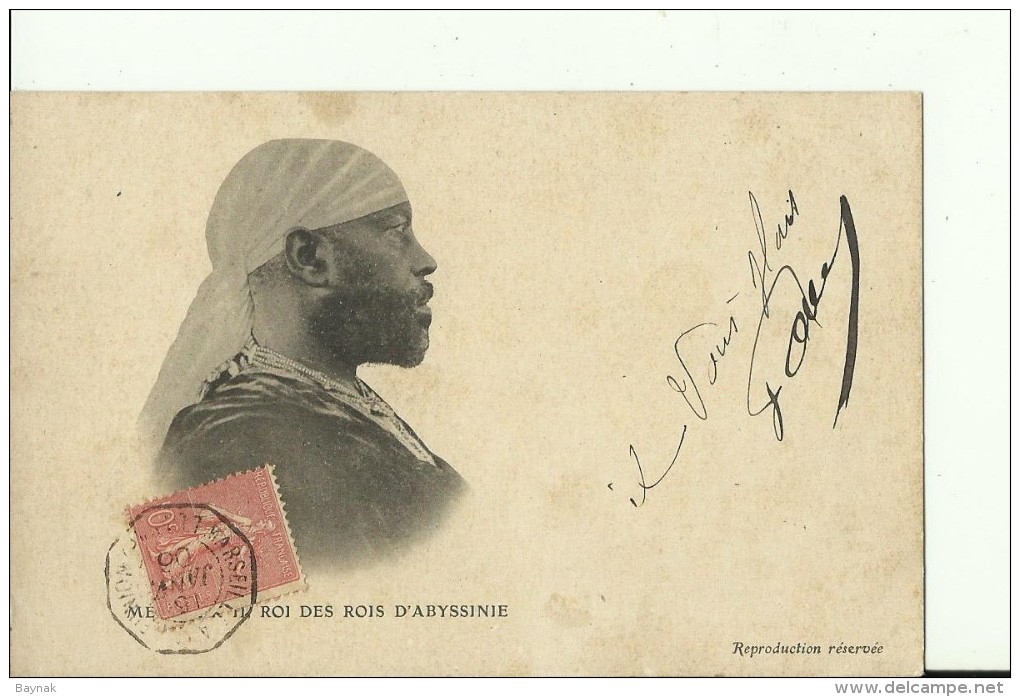 ETH4   --   ROI  DES ROIS   D `ABYSSINIE MENELIK  II.   --  ROYALTY  ---   1906 - Ethiopia