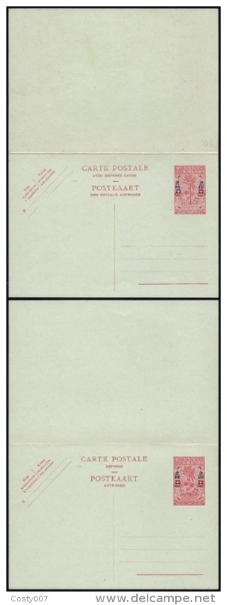 Ruanda Urundi - Postal History Rare Old UNUSED DOUBLE Postcard OVERPRINT DB.270 - Postwaardestukken