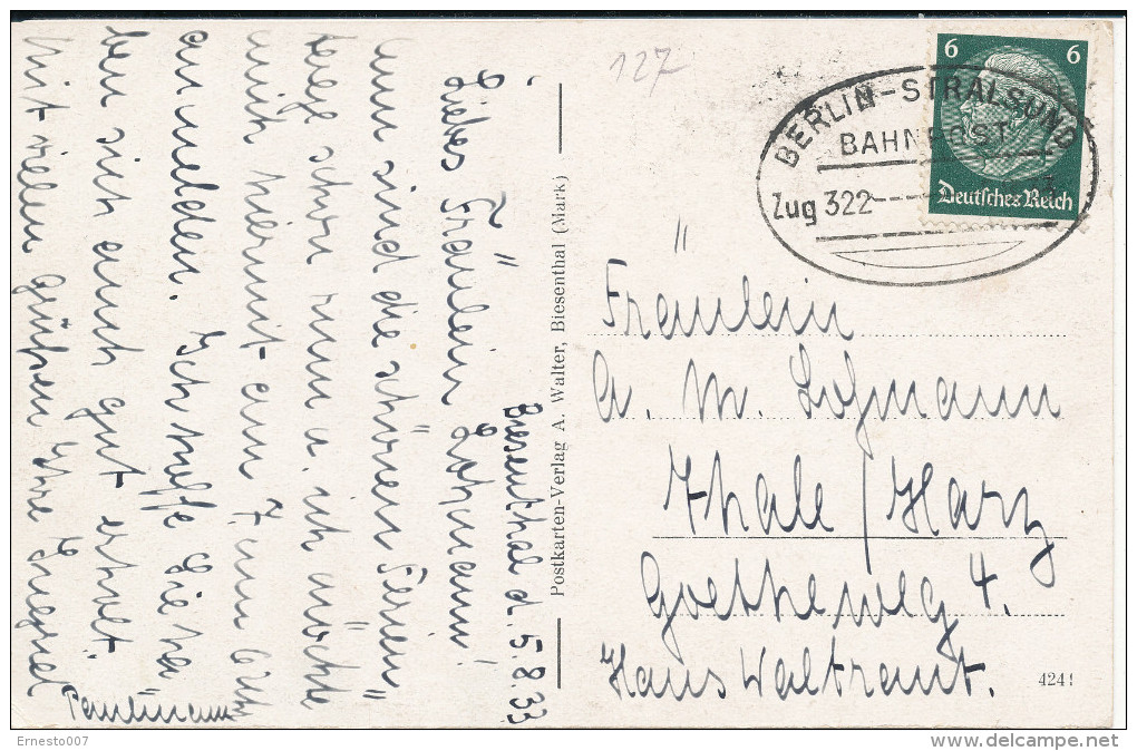 Postkarte CP DEUTSCHLAND LUFTKURORT BIESENTHAL GR. WUKENSEE, 1933, Gebraucht - Siehe Scan - *) - Biesenthal