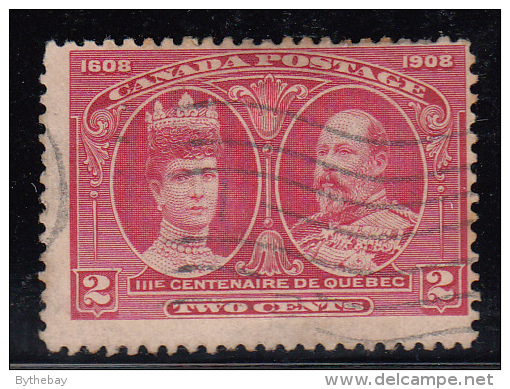 Canada Used Scott #98 2c Edward Vii & Alexandra, Faint Hairlines In Lower Margin - Quebec Tercentenary - Used Stamps