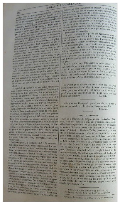 MAGASIN PITTORESQUE 1840N°24: JOHN ELWES L'AVARE/GRECE COMBATS DE COQS ET DE CAILLES/GARGANTUA/TABLE DE SALOMON - 1800 - 1849