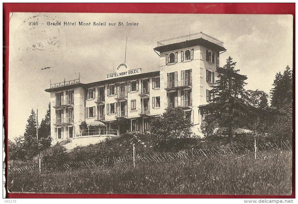 DDI-12 St-Imier, Grand Hôtel Du Mont-Soleil. Cachet Mont-Soleil Près St-Imier 1923. Phototypie 2566. Voir Scans Du Dos - Saint-Imier 