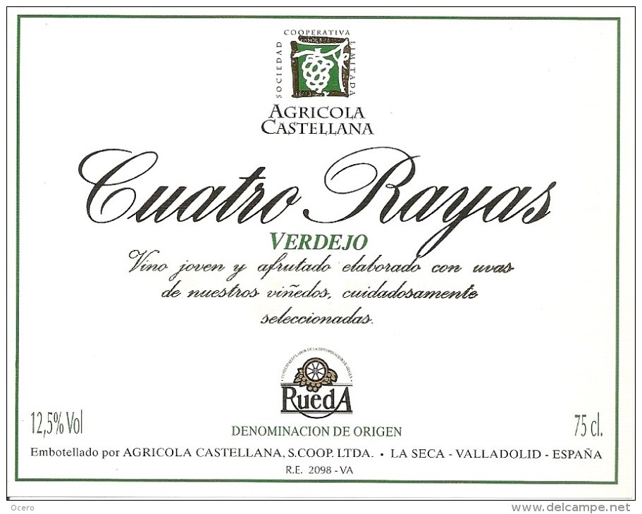 Etiqueta De Vino  -  Cuatro Rayas - Vino Tinto