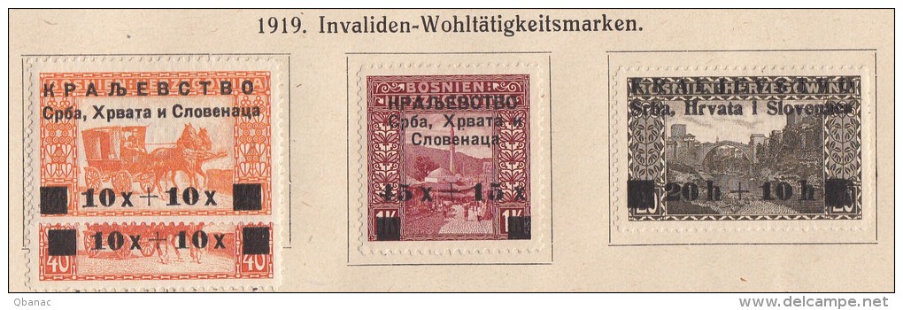 Yugoslavia, Kingdom SHS, Issues For Bosnia 1919 Mi#30-32 Mint Hinged, 30 In Two Colour Types (a And B) - Ongebruikt