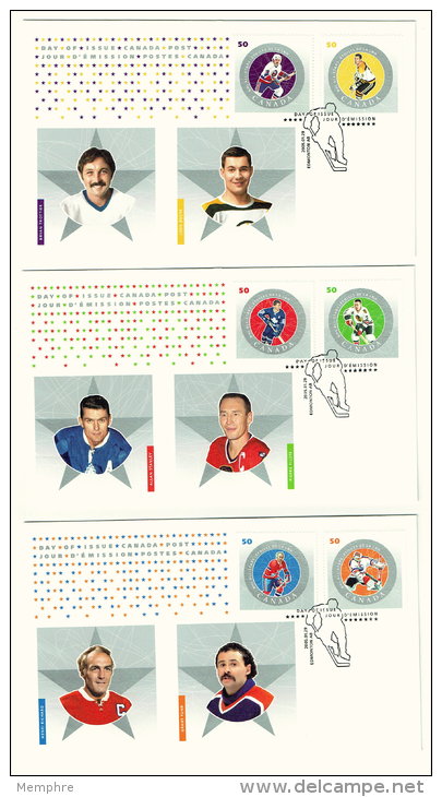 2005  Natinal Hockey League  All Stars  Series 6  Sc 2085a-f From Souvenir Sheet On 3 FDCs - 2001-2010