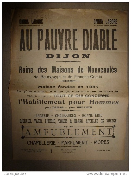 Années 1900 Images D'EPINAL Réclame Du Magasin AU PAUVRE DIABLE ,39cm X 29cm :L'Histoire : LES TROIS POIS - Pubblicitari