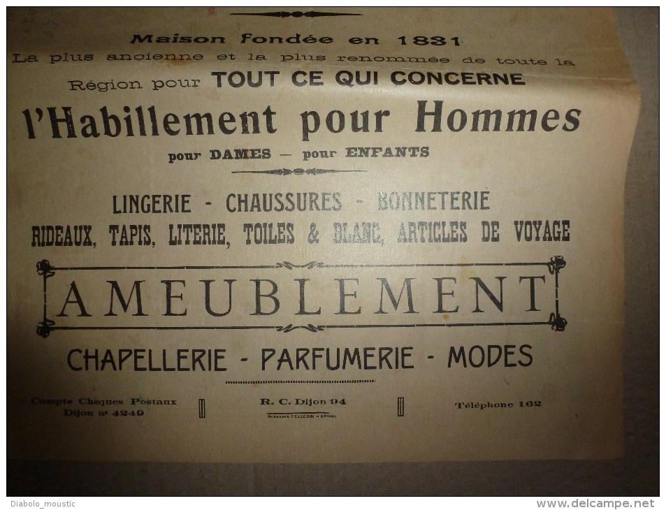 Années 1900 Images D'EPINAL Réclame Du Magasin AU PAUVRE DIABLE ,39cm X 29cm :L'Histoire : LES TROIS POIS - Pubblicitari