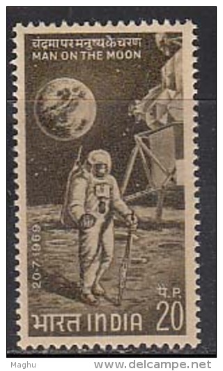 India 1969 MNH,  First Man On Moon, Astronaut, Globe, Astronomy, Space, Costume - Ongebruikt
