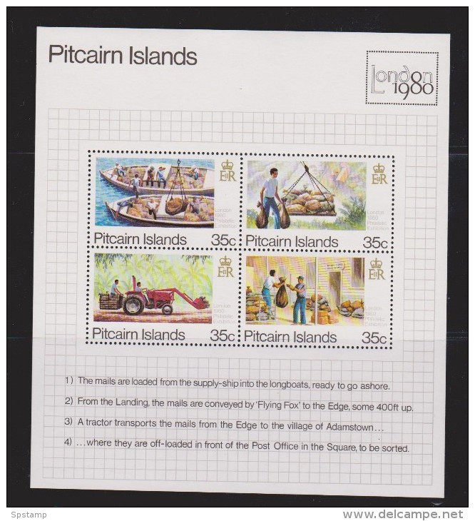 Pitcairn Islands 1980 London Stamp Exhibition Mail Transport  Miniature Sheet MNH - Pitcairn Islands