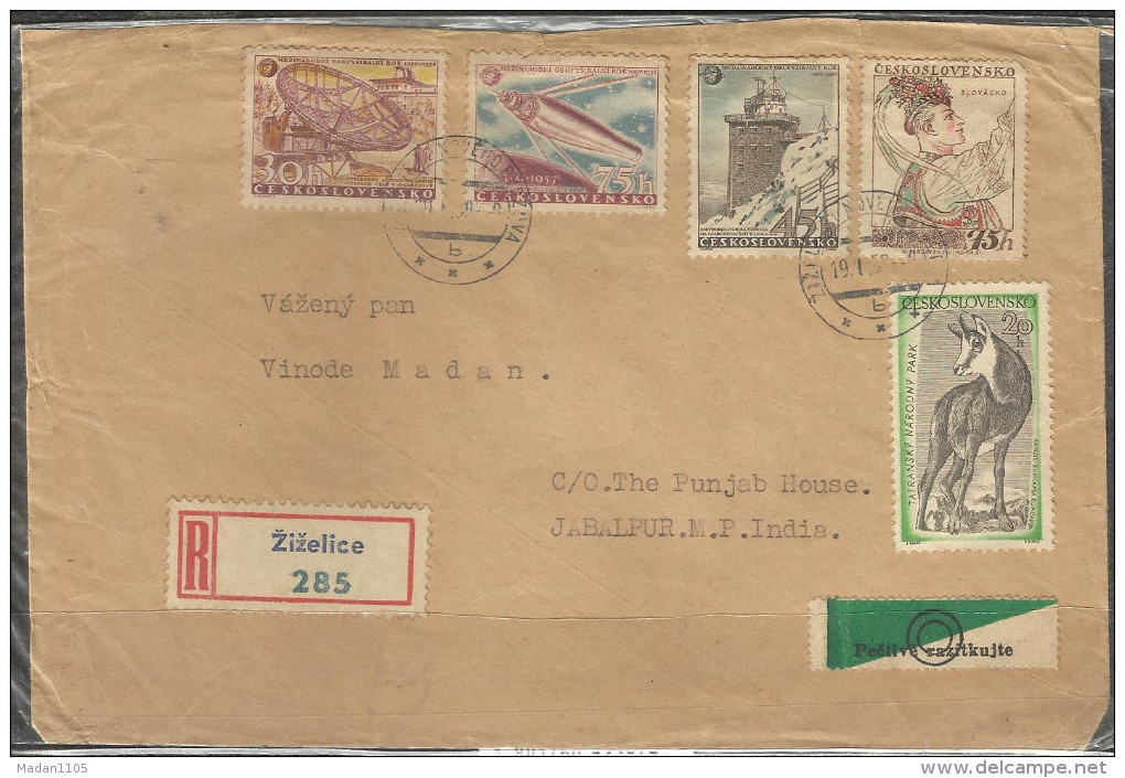 CZECHOSLOVAKIA 1957  Postally Used Cover,Geophysical Year,space,costumes,fauna,deer,chamois. - Posta Aerea