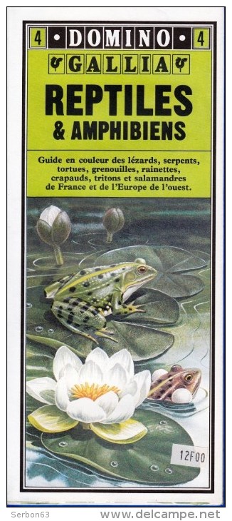 GUIDE DOMINO GALLIA N° 4 EN COULEUR EN FORME DE CARTE ROUTIERE 24 PLANCHES 11cmX25cm REPTILES ET AMPHIBIENS DE FRANCE ET - Other Plans