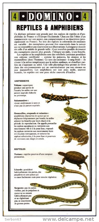 GUIDE DOMINO GALLIA N° 4 EN COULEUR EN FORME DE CARTE ROUTIERE 24 PLANCHES 11cmX25cm REPTILES ET AMPHIBIENS DE FRANCE ET - Autres Plans