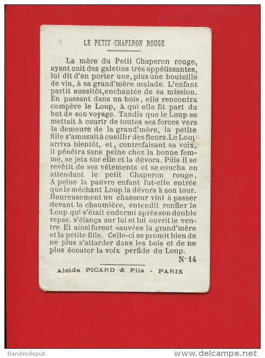 CHROMO ALCIDE PICARD CONTE CHAPERON ROUGE HISTOIRE AU DOS LOUP MORT CHASSEUR GRAND MERE - Autres & Non Classés