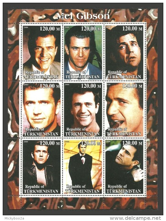 TURKMENISTAN 2000 FILMS FILMSTARS MEL GIBSON SMOKING MNH - Turkmenistan