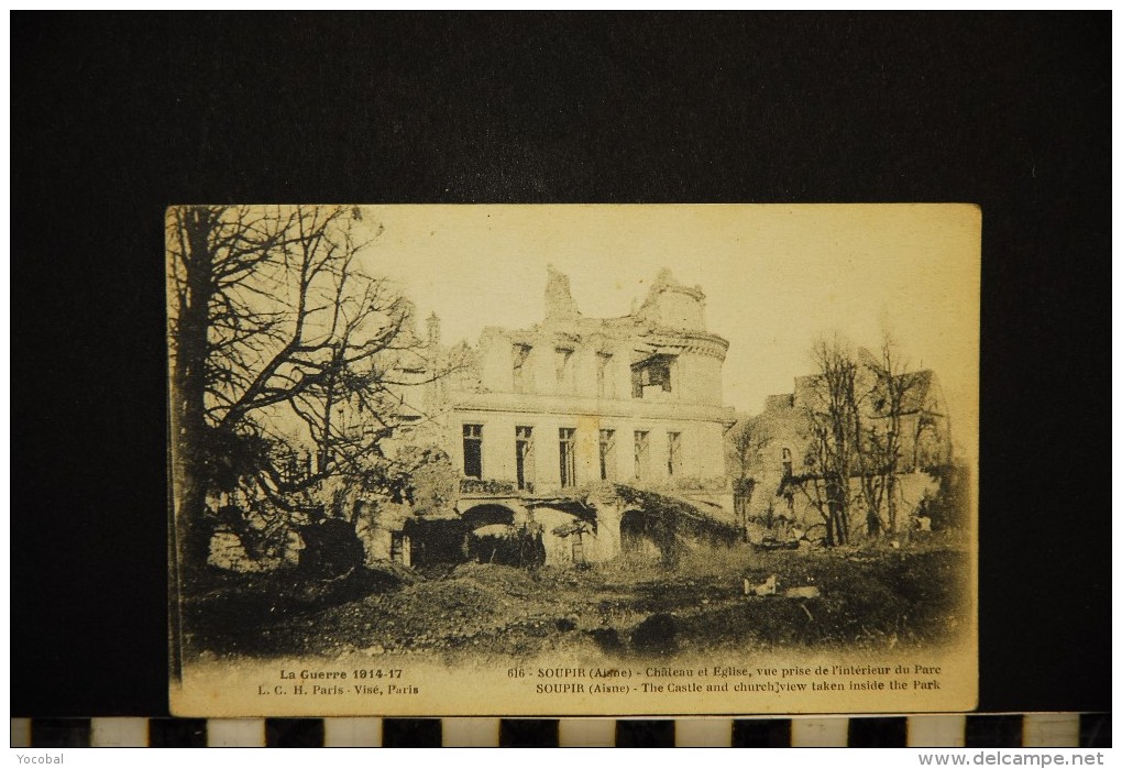 CP, MILITARIA, GUERRE 1914-18, SOUPIR (aisne), Château Et Eglise , Vue Prise De L'intérieur Du Parc, Vierge - Guerre 1914-18