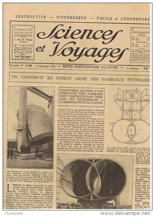 SCIENCES ET VOYAGES 1921 PETROLIERS EN CIMENT CAOUTCHOUC CATASTROPHE D'OPPAU - Unclassified